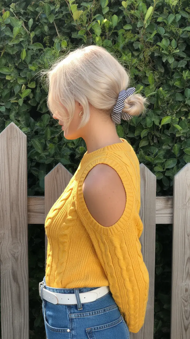 buns hairstyle 2026 Loose Low Bun with Striped Bow