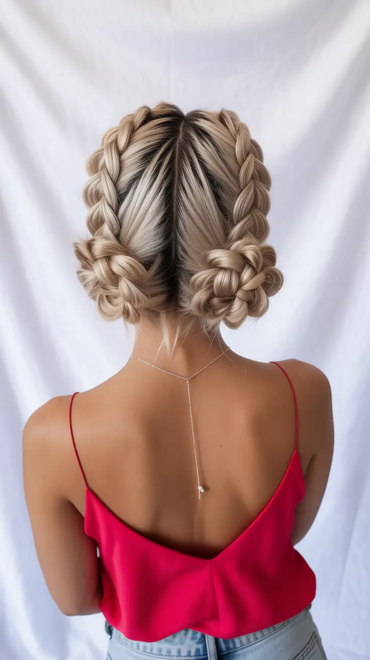 buns hairstyle 2026 Braided Low Double Bun