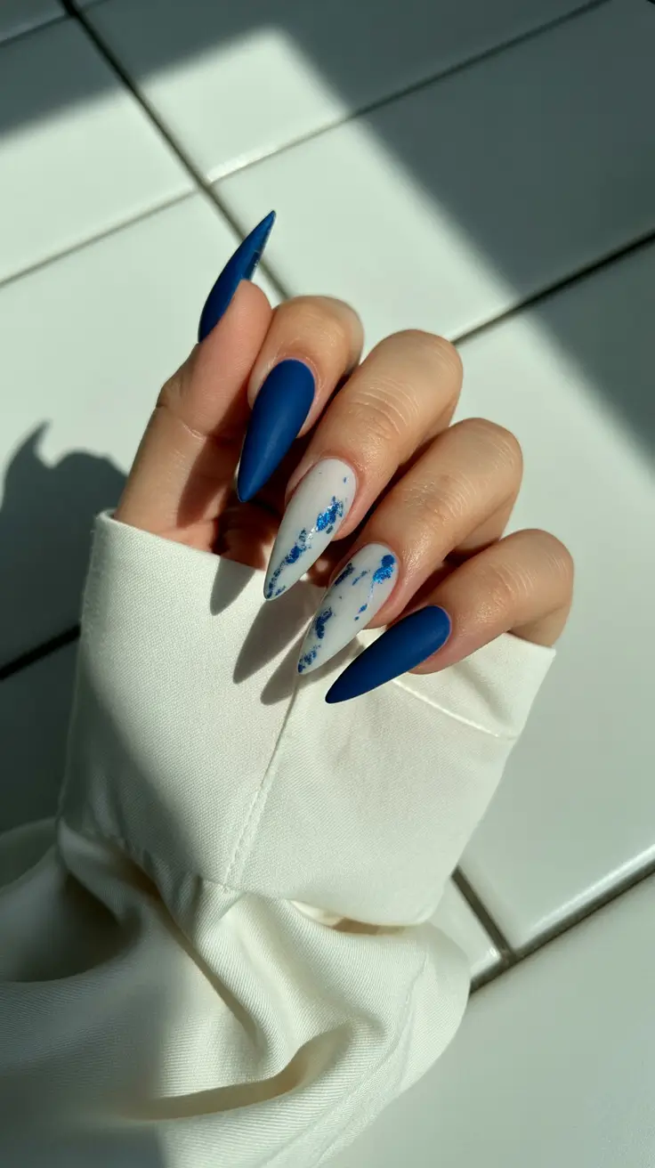 Cute Gel Nails 2026 Matte Blue Design