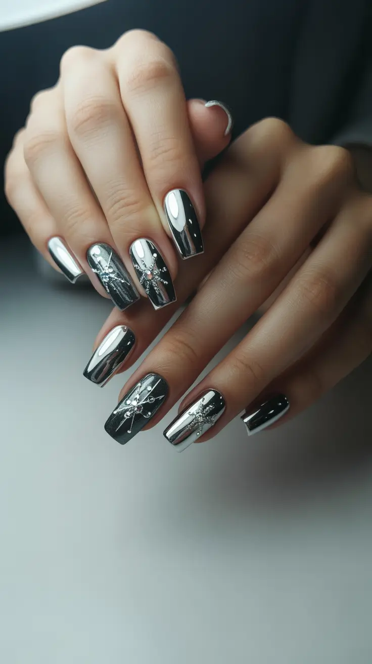 Cute Gel Nails 2026 Silver Chrome Art