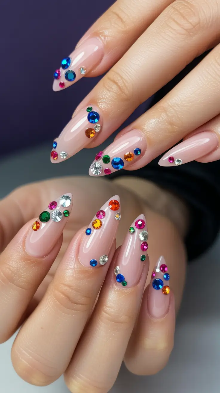 Cute Gel Nails 2026 Natural Crystal Design
