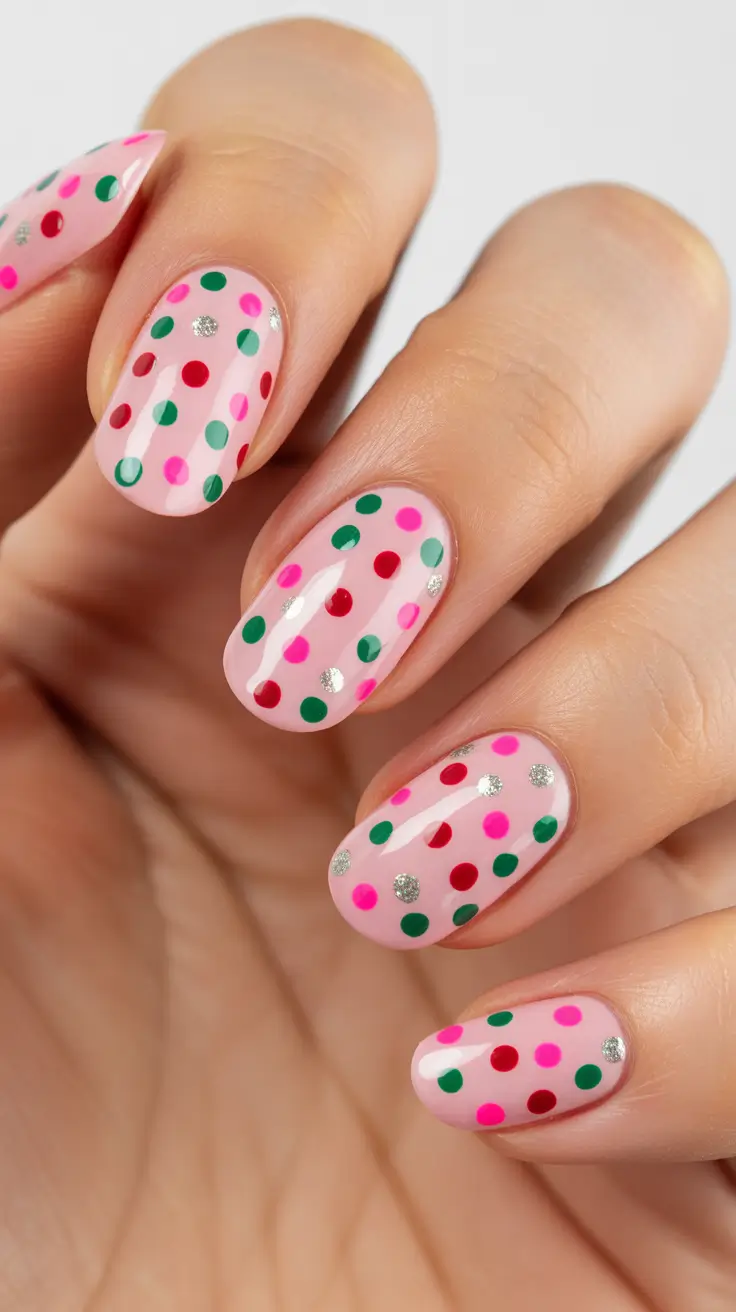Cute Gel Nails 2026 Pink Polka Dot Art