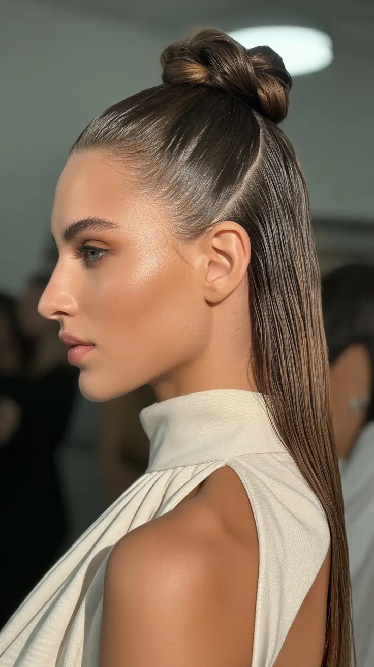 half up half down hairstyle 2026 Sleek Twist with Modern Edge