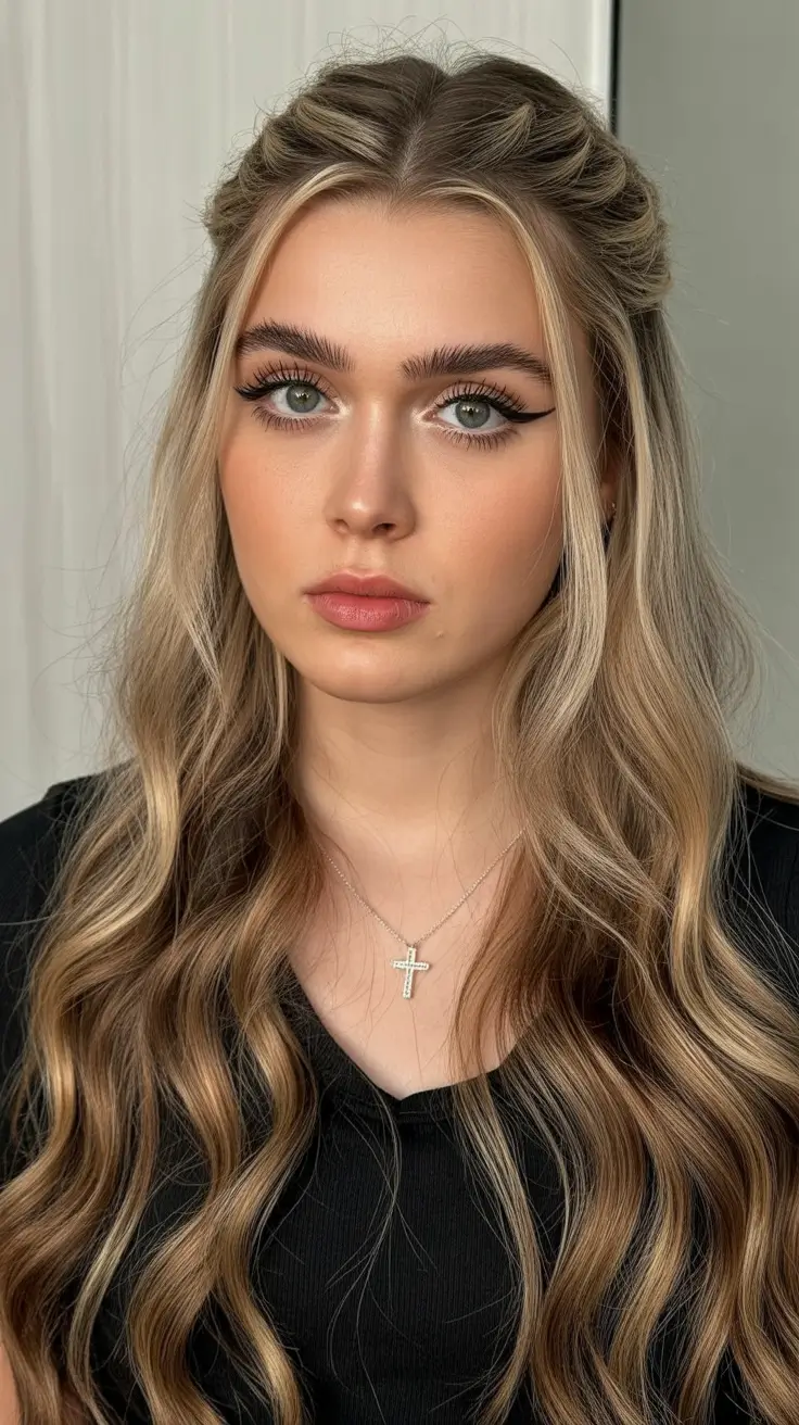 half up half down hairstyle 2026 Twisted Soft Waves