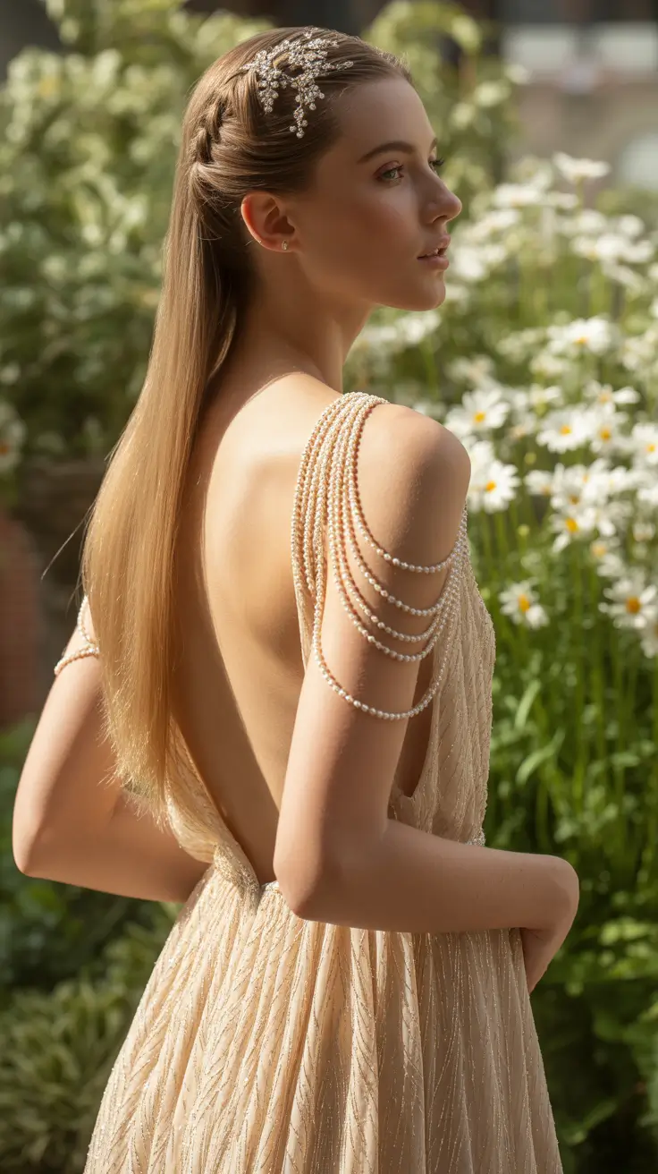 half up half down hairstyle 2026 Elegant Straight Flow With Braided Crown