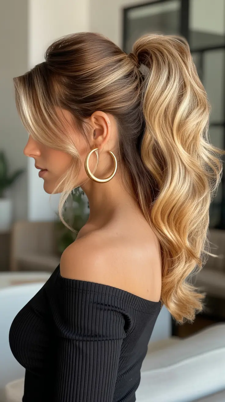 half up half down hairstyle 2026 Voluminous Pony Half Up With Soft Bangs