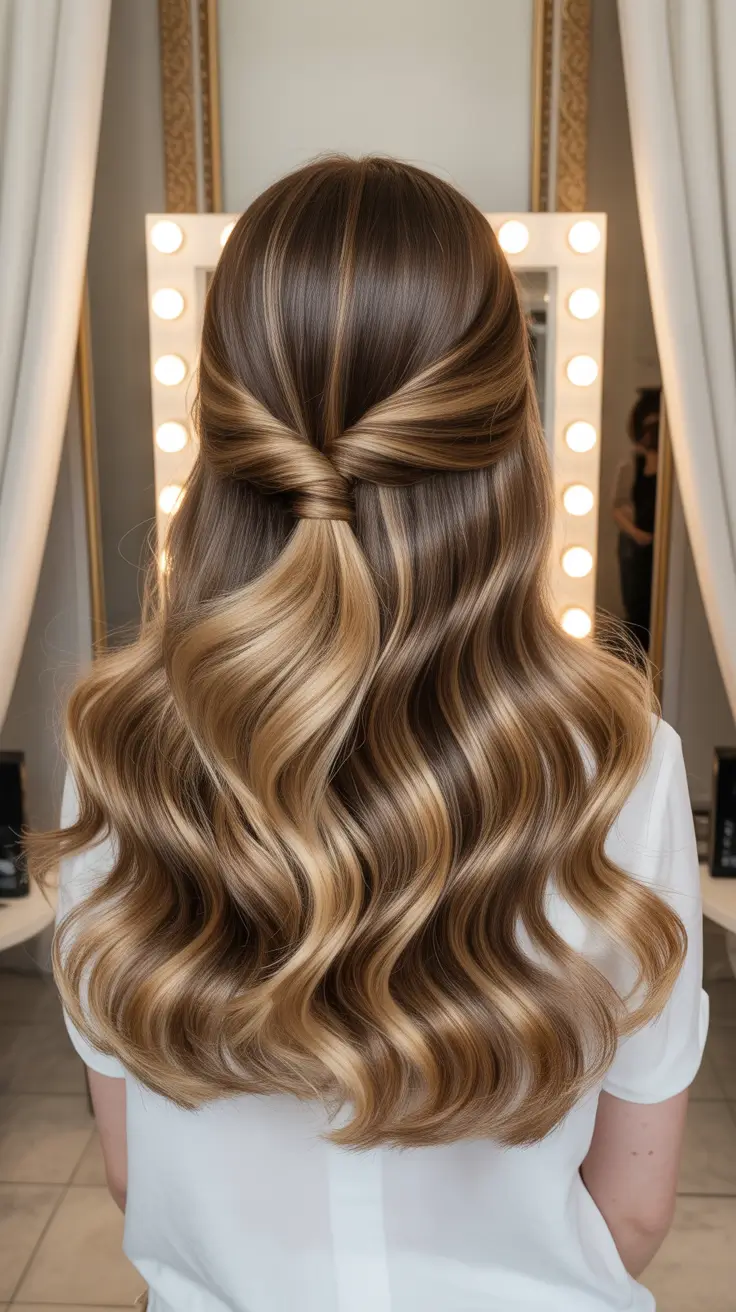 half up half down hairstyle 2026 Twisted Bow Elegance