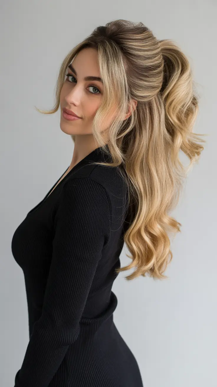 half up half down hairstyle 2026 Retro Lifted Half Pony With Modern Volume