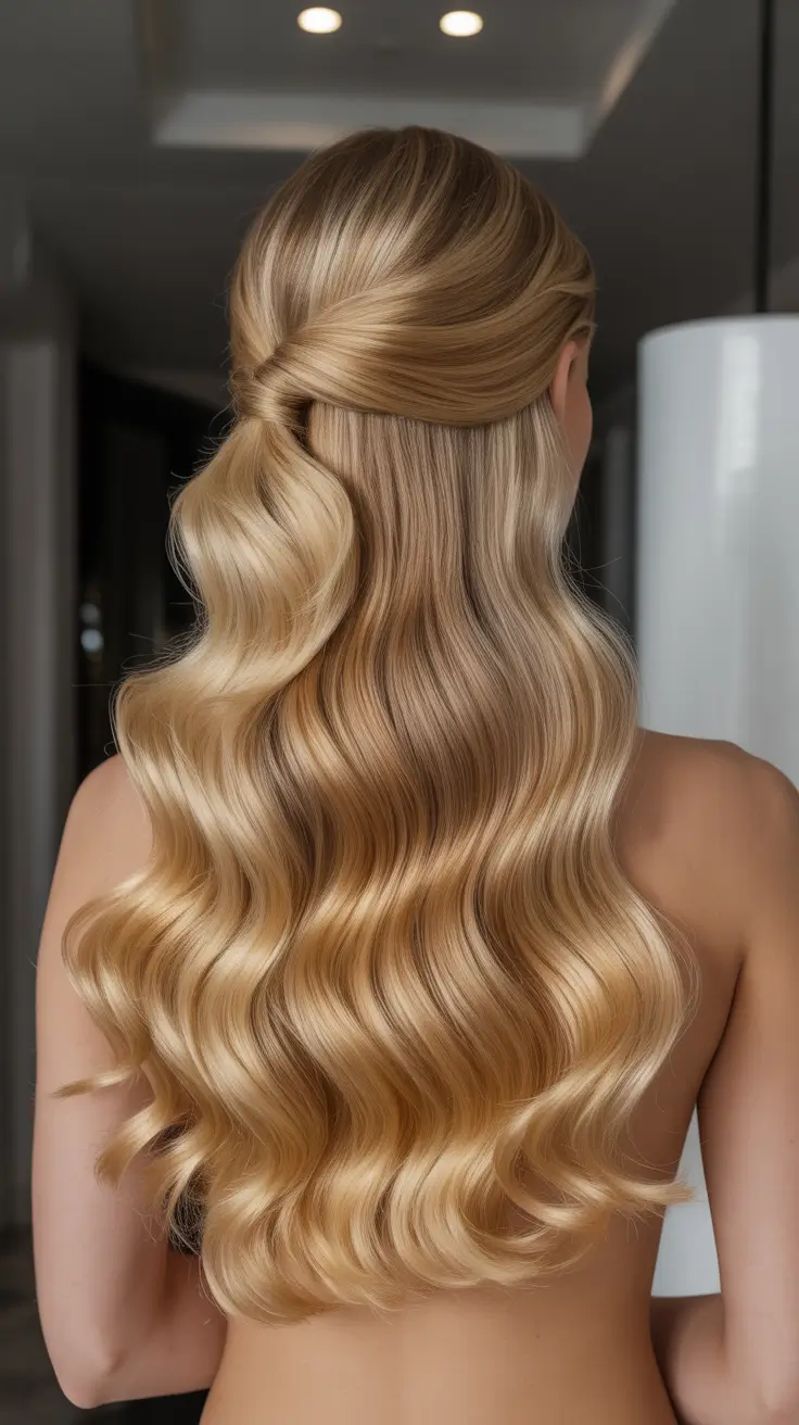 half up half down hairstyle 2026 Golden Cascading Waves