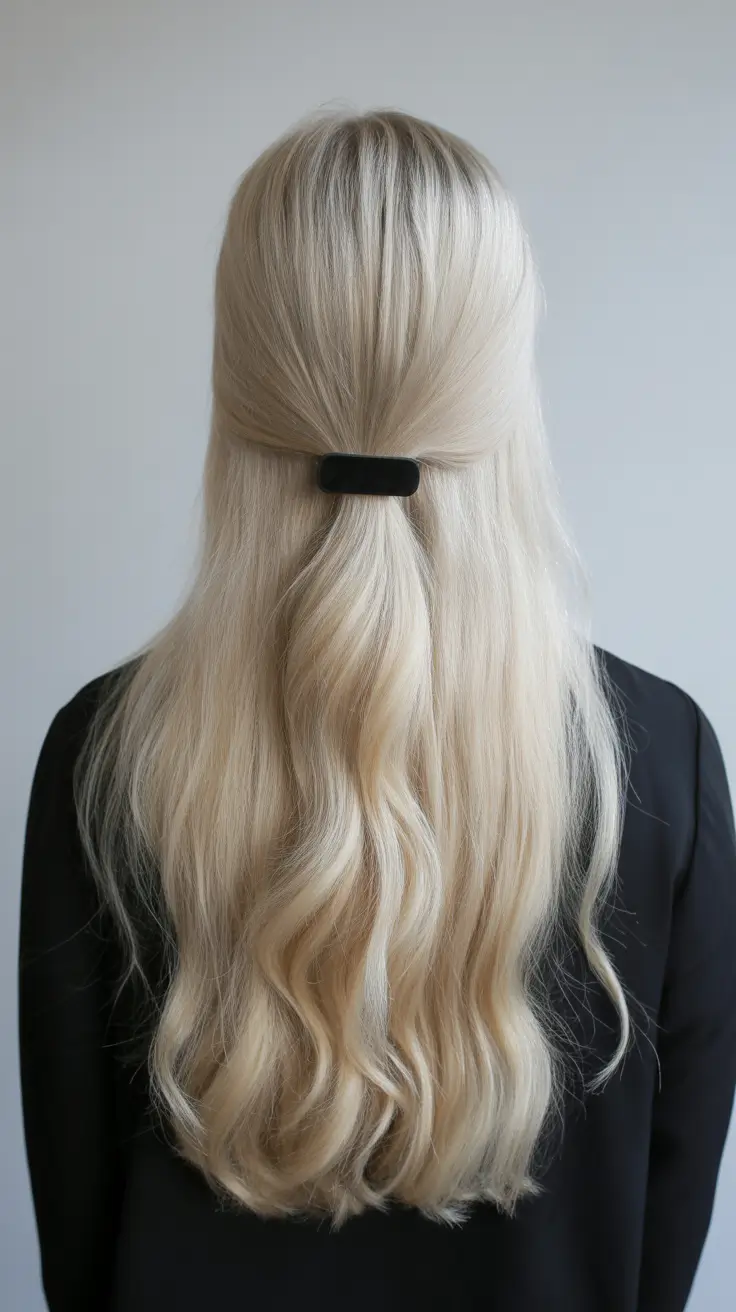 half up half down hairstyle 2026 Platinum Minimalist Twist