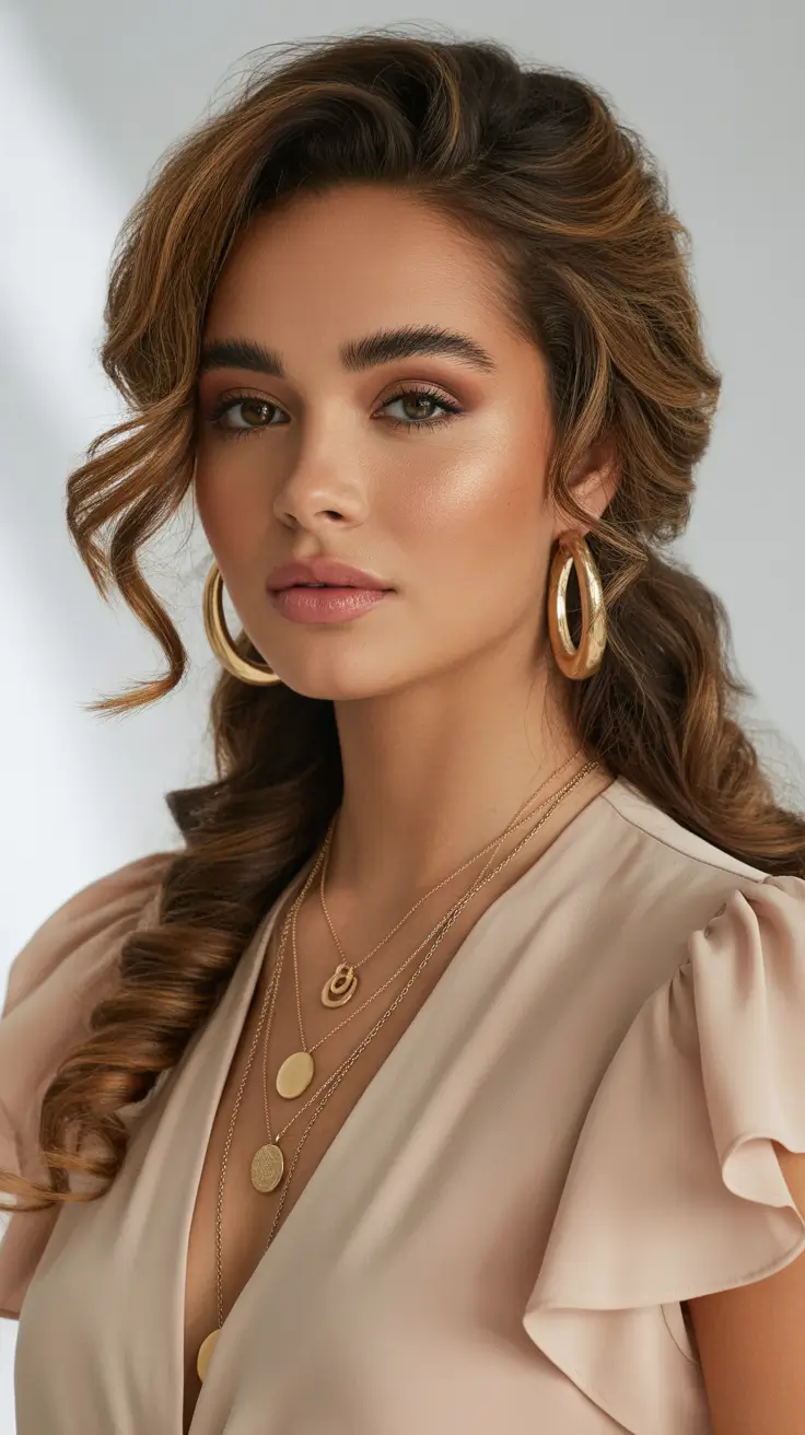 half up half down hairstyle 2026 Romantic Side Sweep