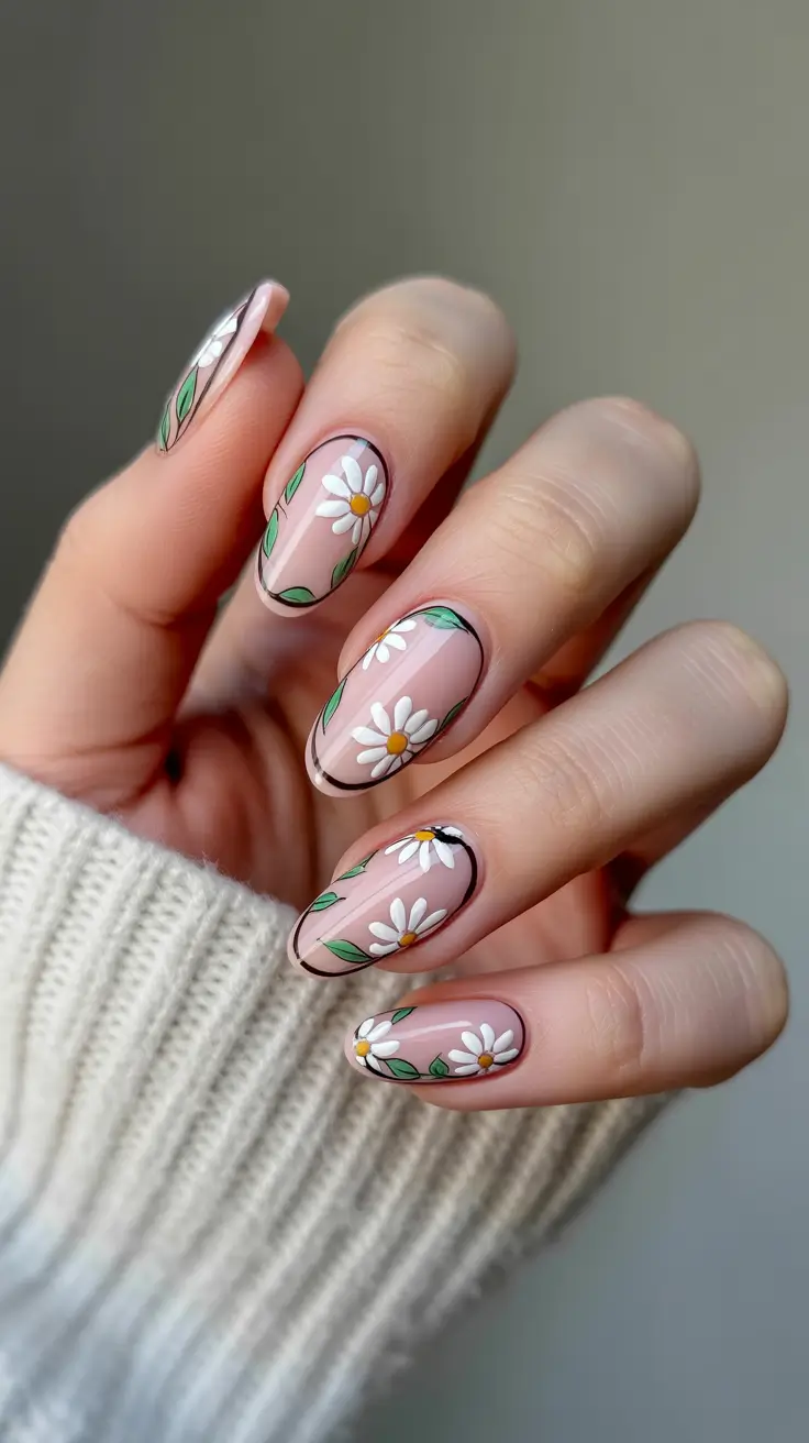 Cute Nails Ideas for 2026 Daisy Nail Design