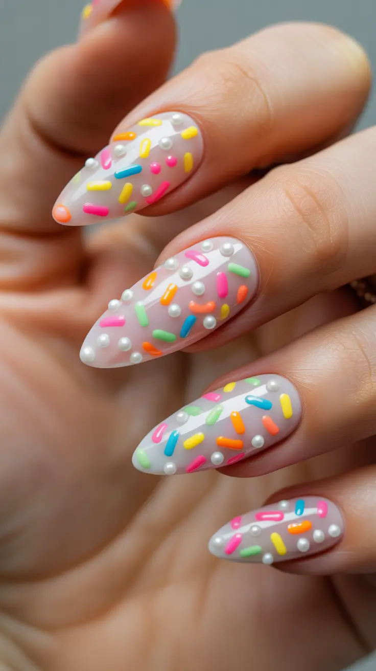 Cute Nails Ideas for 2026 Pastel Sprinkle Nails