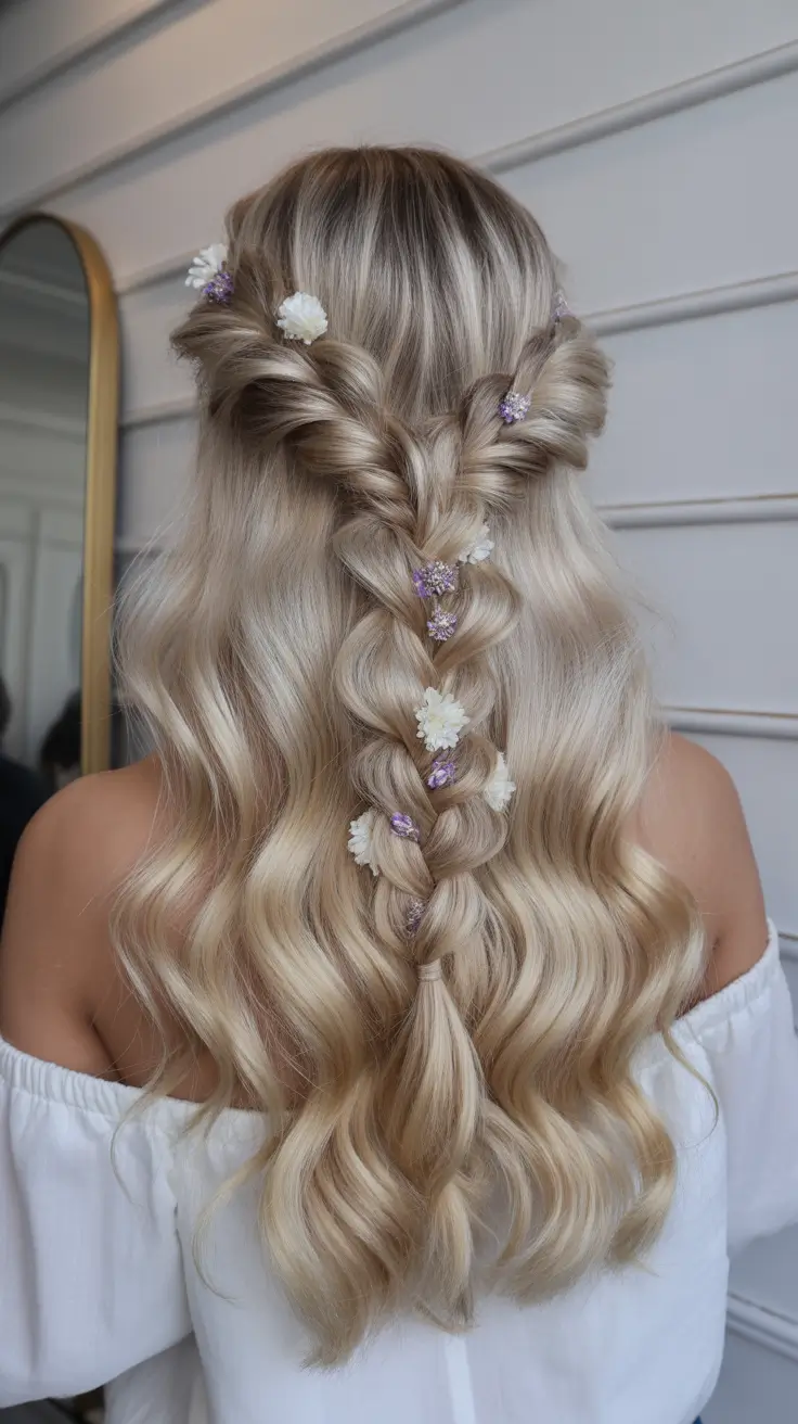 quick hairstyles 2026 Soft Floral Braid With Flowing Length