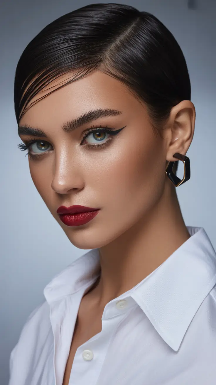 easy hairstyle 2026 Ultra Sleek Side Part Glam