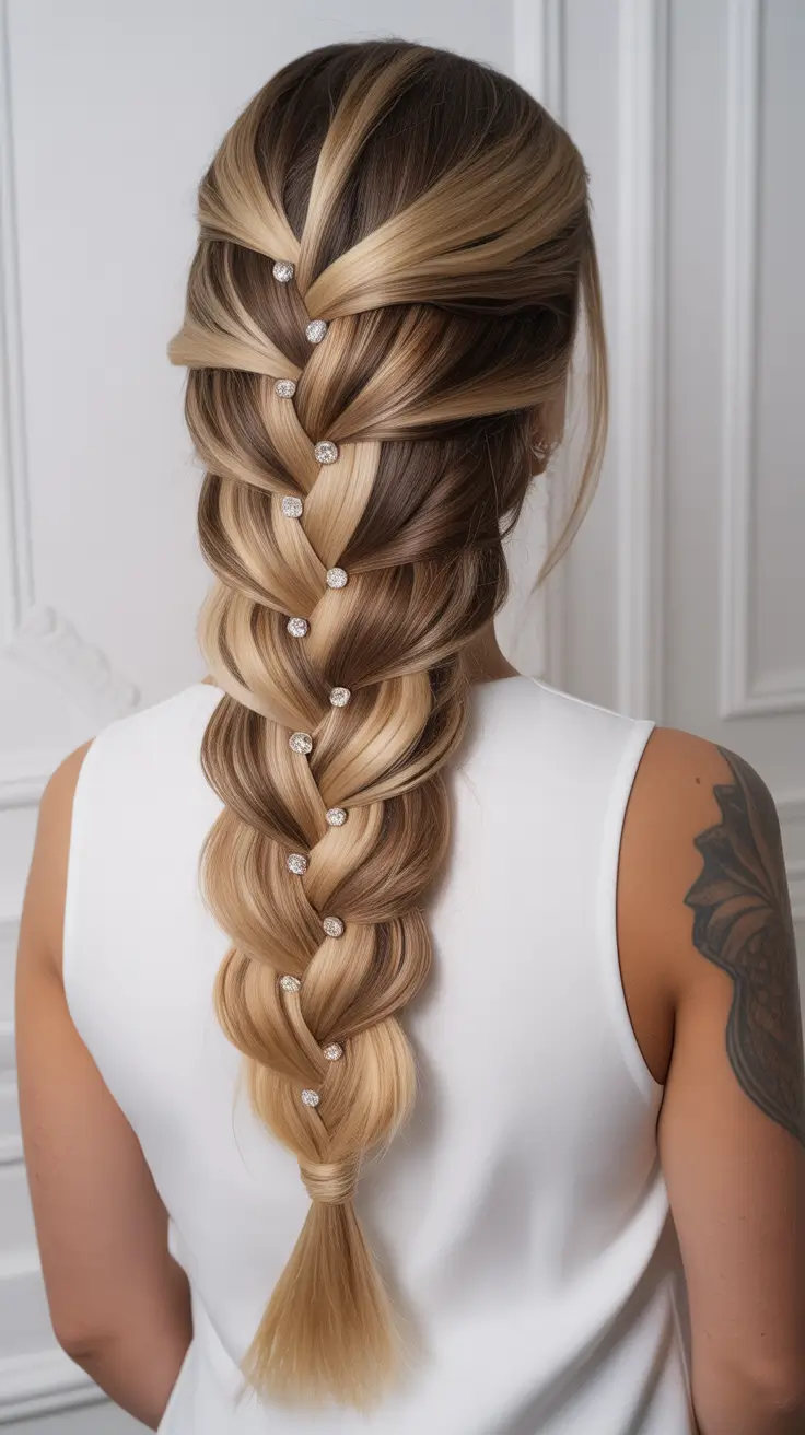 easy hairstyle 2026 Glamorous Diamond Braid Elegance