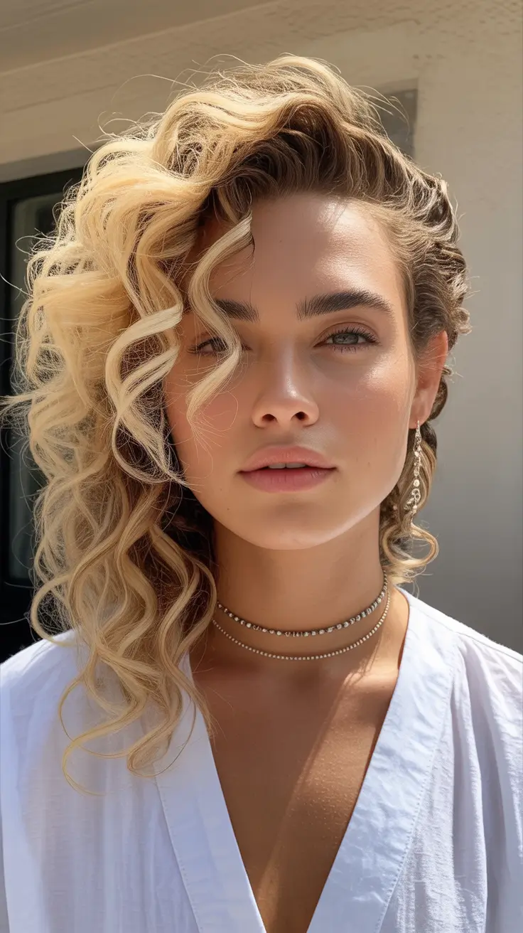 easy hairstyle 2026 Side Swept Curly Glam