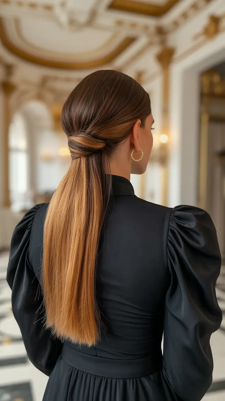 easy hairstyle 2026 Low Polished Ponytail Twist