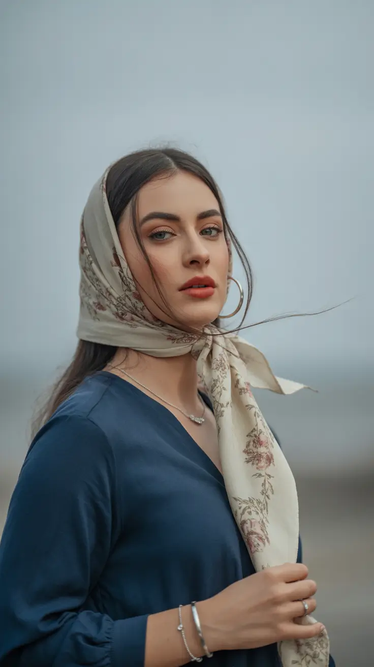 easy hairstyle 2026 Vintage Silk Scarf Chic