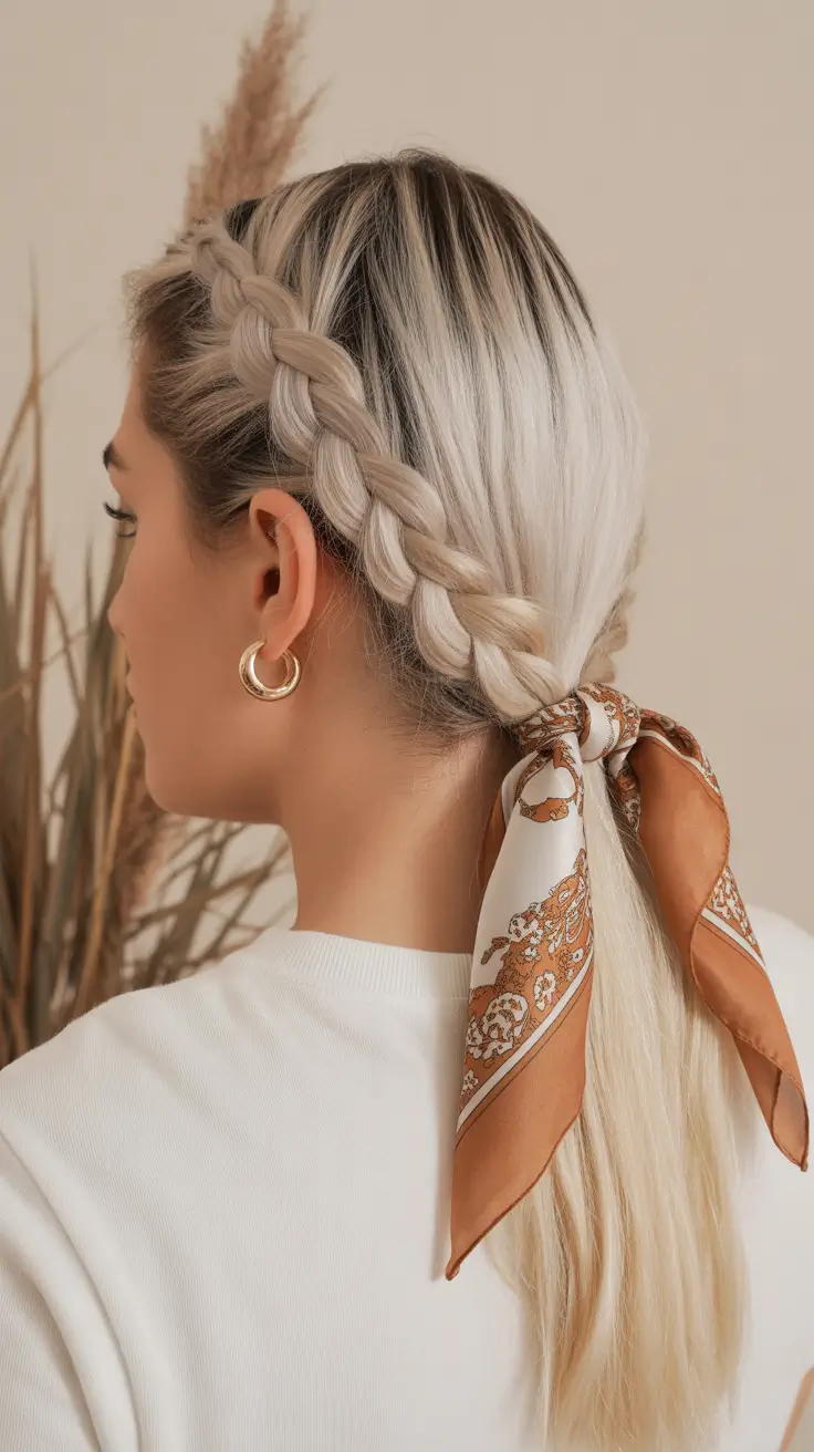 easy hairstyle 2026 Side Braid with Silk Accent