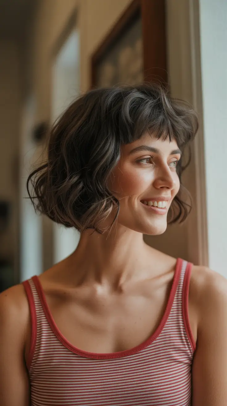 Choppy Bob Haircuts 2026 Curly Fringe Bob Revival
