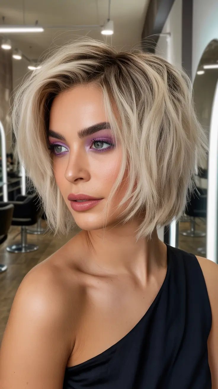 Choppy Bob Haircuts 2026 Textured Platinum Volume