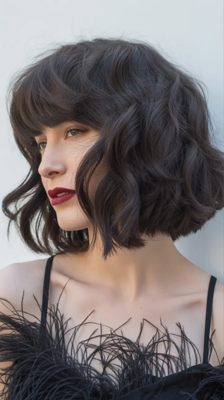 Choppy Bob Haircuts 2026 Textured Bob with Full Bangs Drama