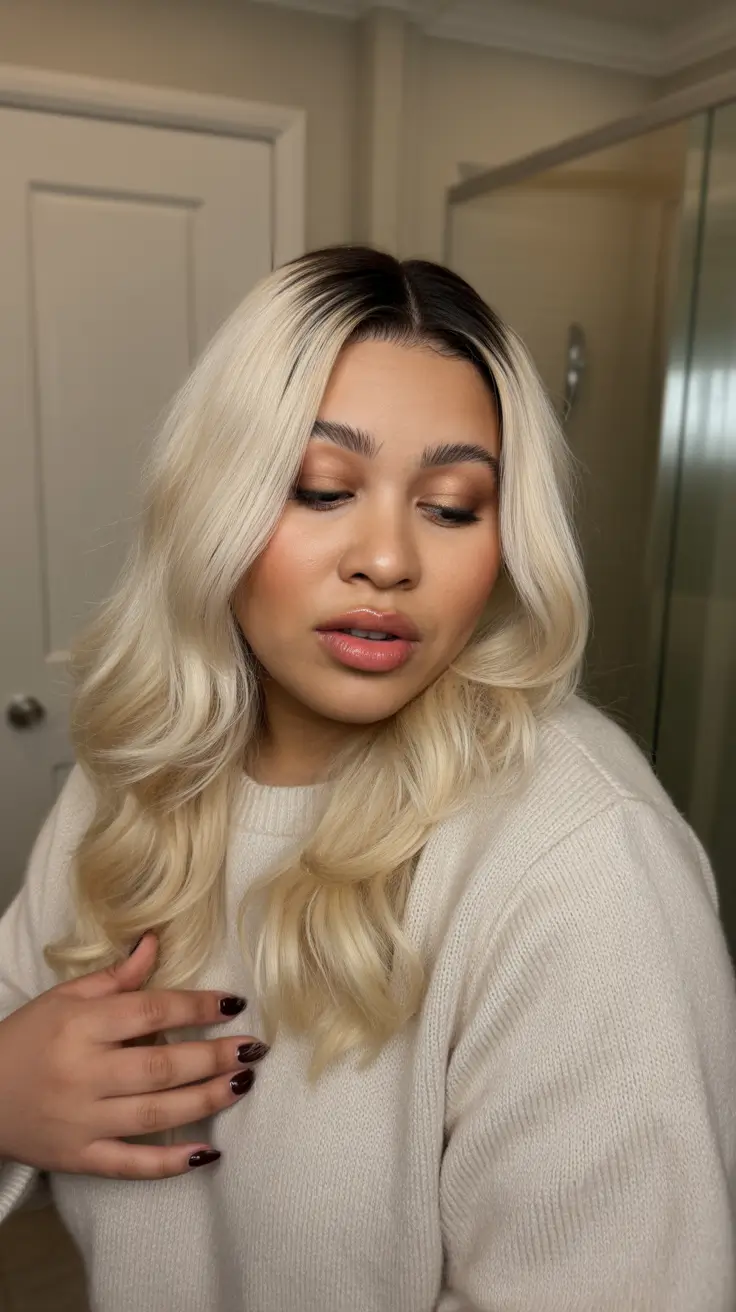 Fat Face Haircuts 2026 Soft Platinum Waves with Dark Roots