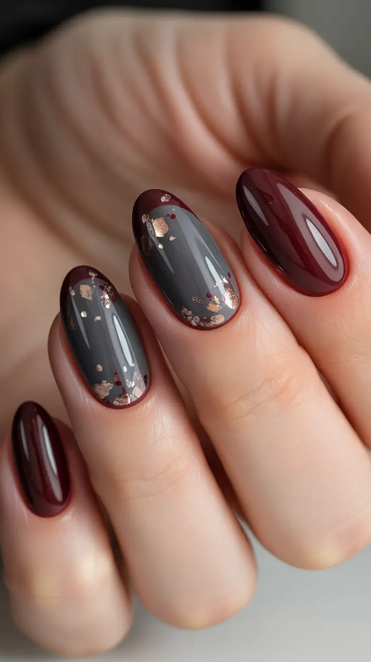 French Nail Designs 2026 Burgundy French With Smoky Accents