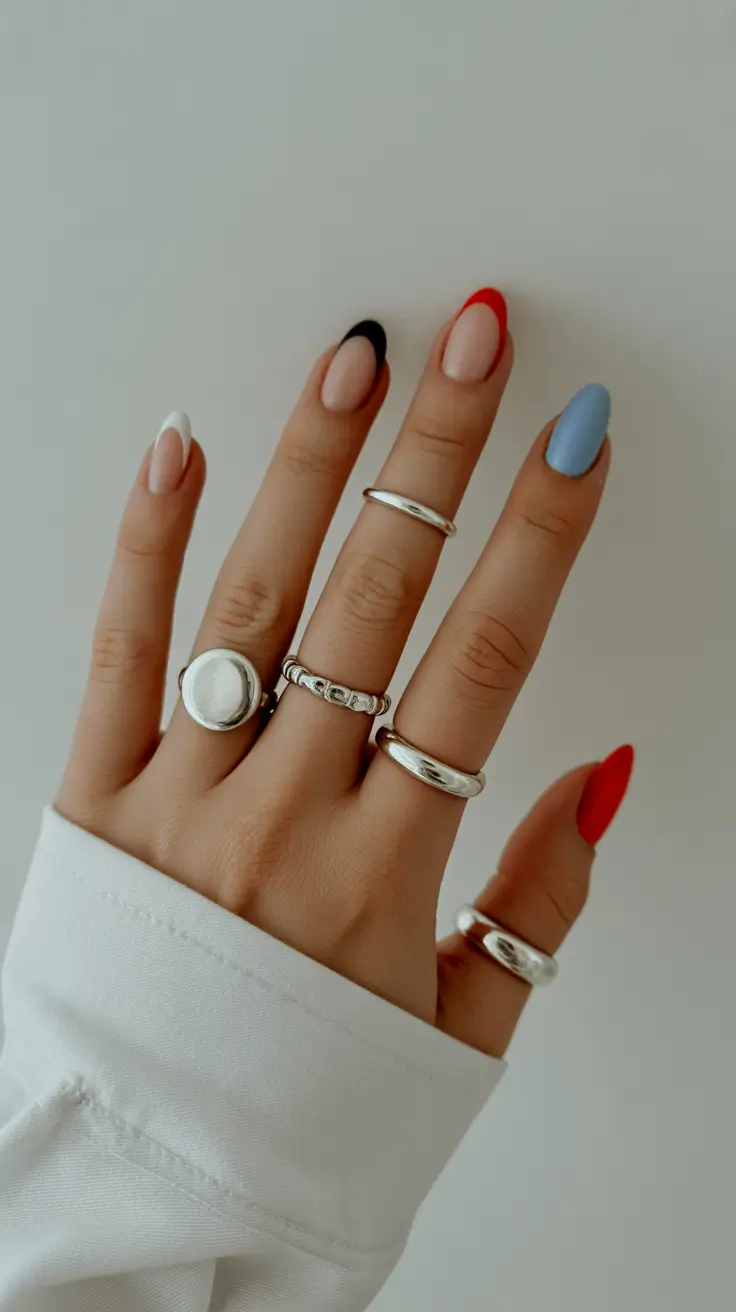 French Nail Designs 2026 Playful Color Tips