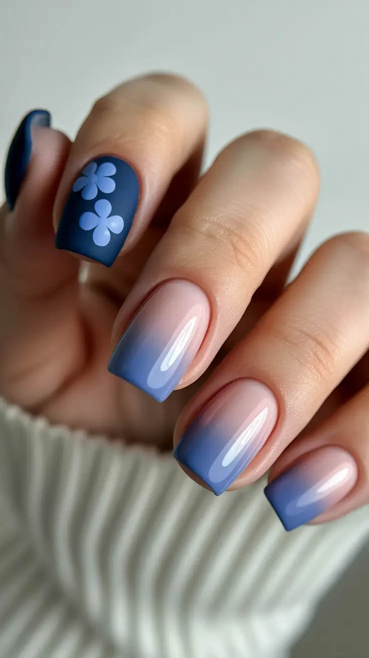 French Nail Designs 2026 Blue Ombre French