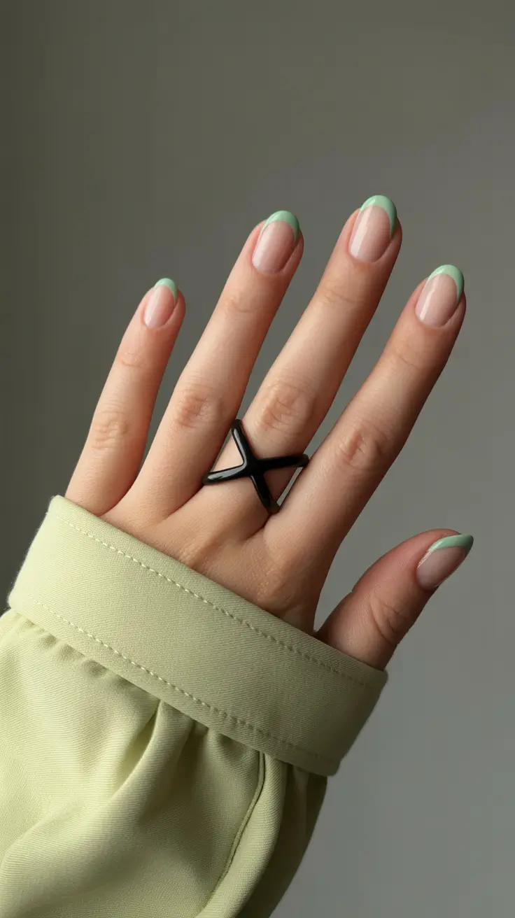 French Nail Designs 2026 Mint Green Micro French