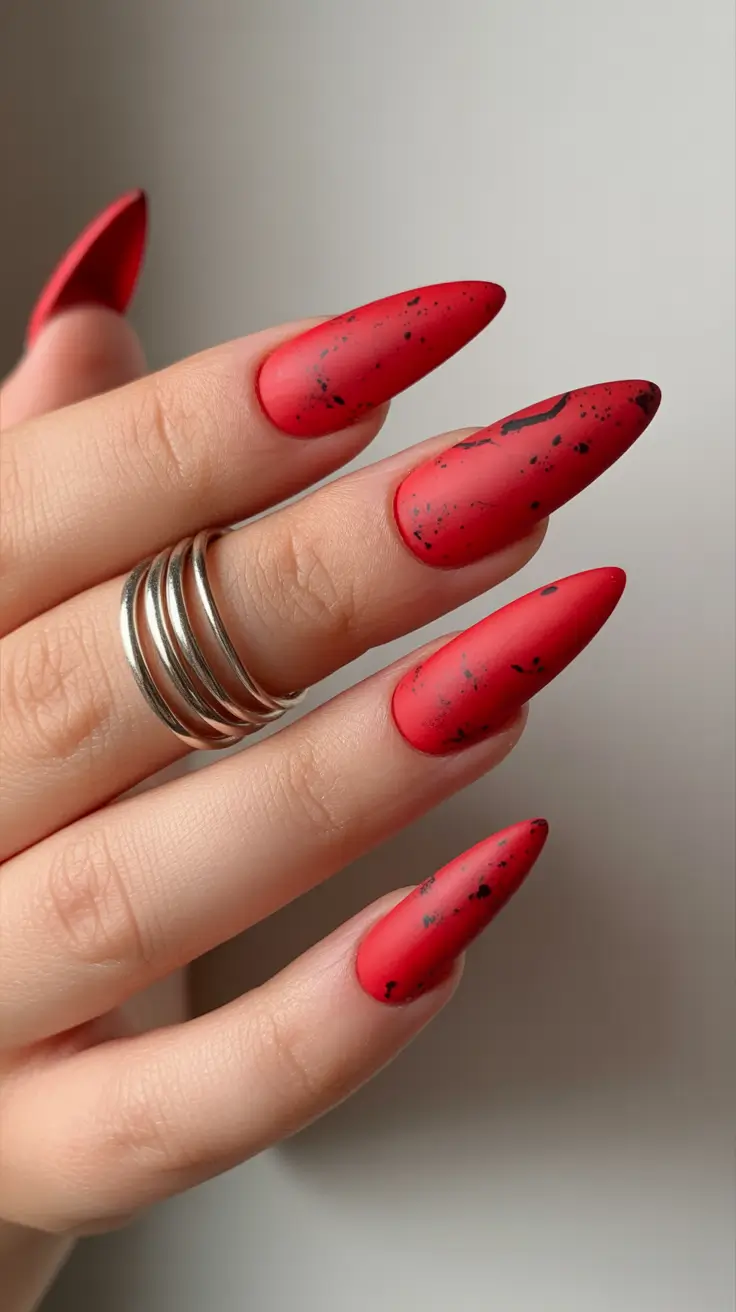Glam Stiletto Nails 2026 Matte Red Artistic Stiletto
