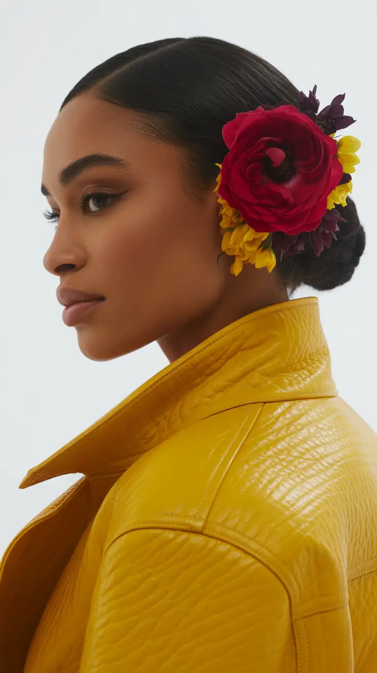 Hairstyles ideas 2026 Floral Low Bun