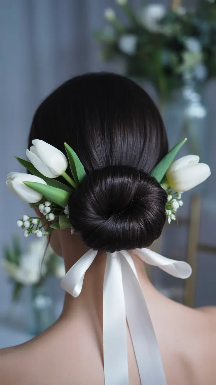 Hairstyles ideas 2026 Classic Floral Chignon