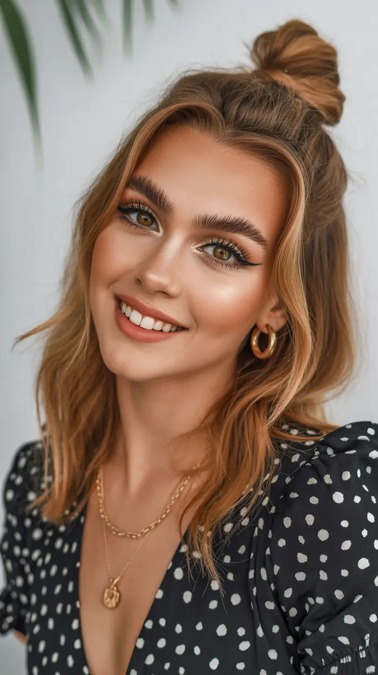 Hairstyles ideas 2026 Effortless Half-Up Bun Loose Waves