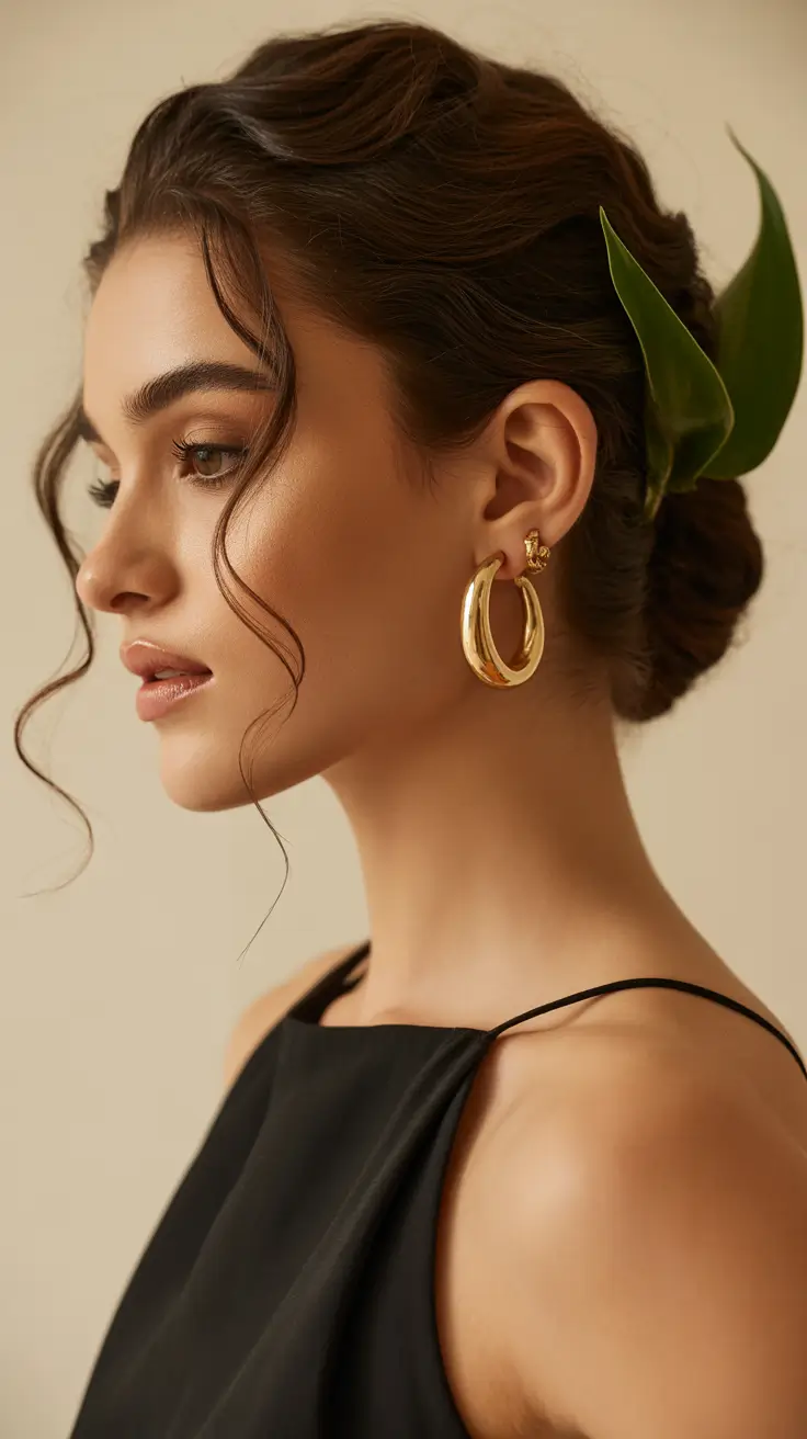 Hairstyles ideas 2026 Sleek Chignon Touch of Green