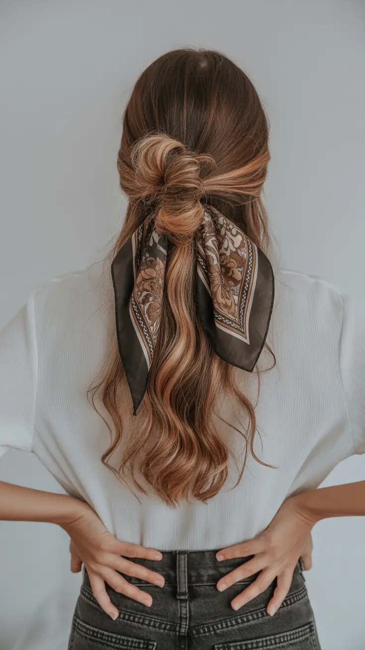Hairstyles ideas 2026 Casual Chic with Scarf Twist
