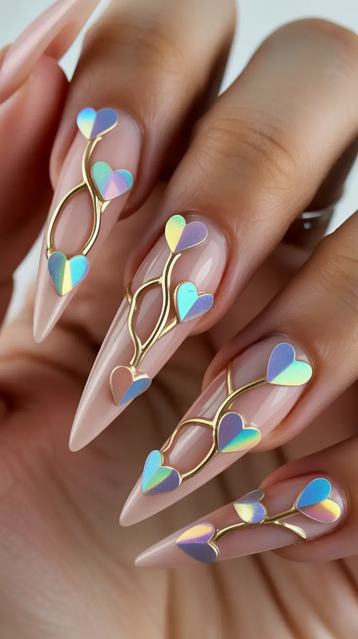 holiday nails 2026 Heart Accents with Modern Shine