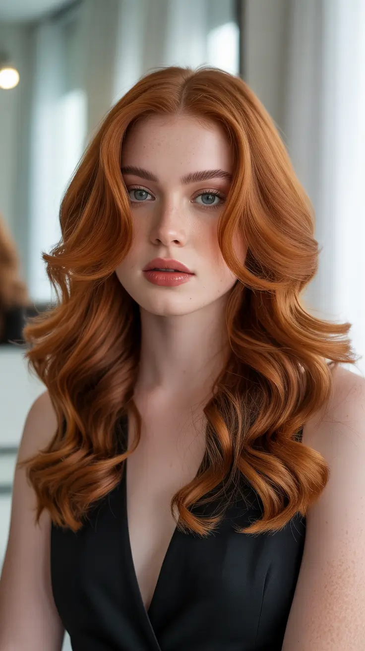 haircuts inspo 2026 Warm Copper Long Waves With Polished Layers