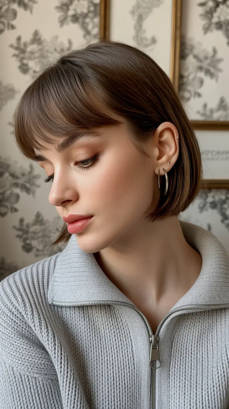 haircuts inspo 2026 Classic Bob With Full Bangs Energy