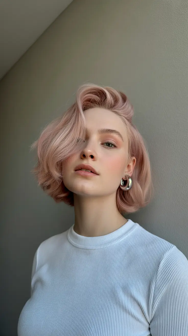 haircuts inspo 2026 Pastel Blonde Short Bob With Side Volume
