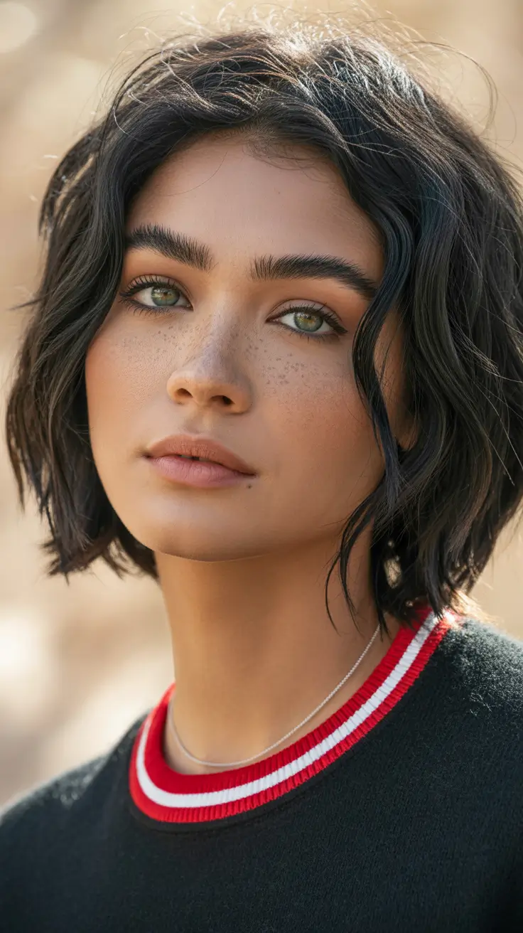 haircuts inspo 2026 Short Wavy Bob With Natural Texture
