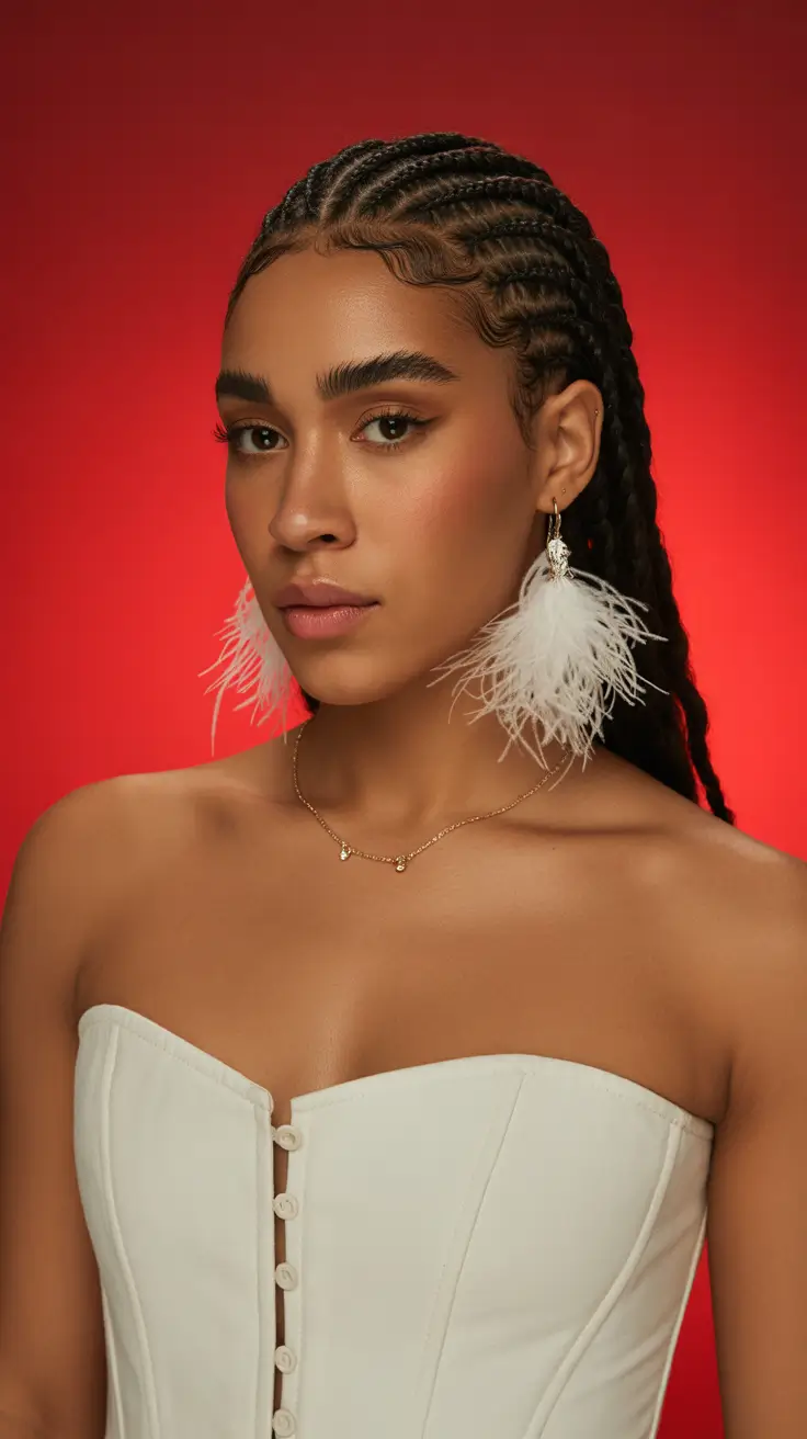 braids hairstyle 2026 Fulani feather