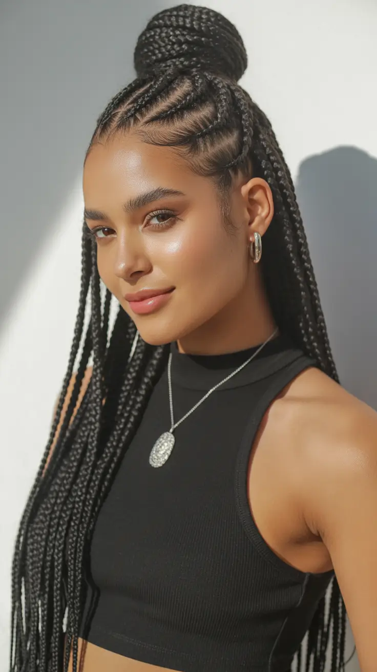 braids hairstyle 2026 top knot