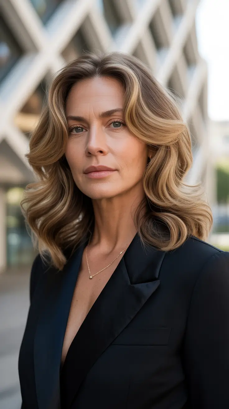 Haircuts for Women Over 60 2026 Warm Brunette Waves with Face-Framing Layers