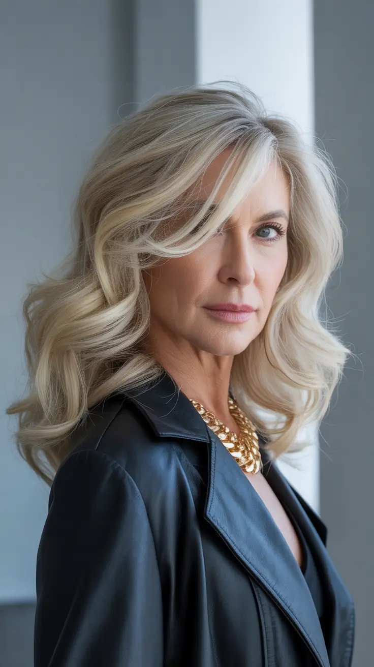 Haircuts for Women Over 60 2026 Medium Length Layered Waves with Side Sweep