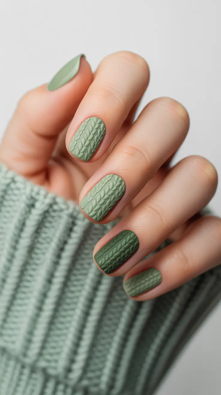Nail Colors Ideas for 2026 Textured Green Nails
