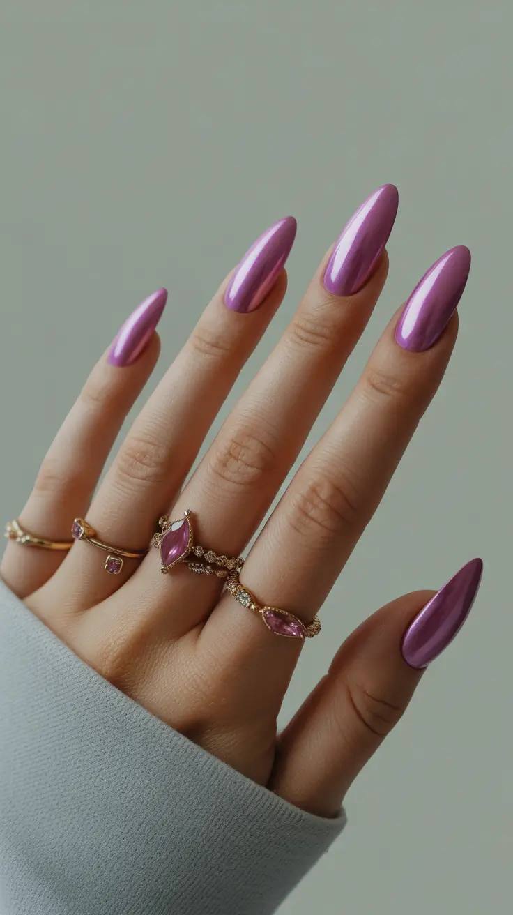 Nail Colors Ideas for 2026 Plum Chrome