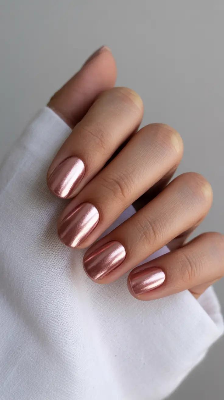New Chrome Nails Ideas 2026 Rose Gold Chrome